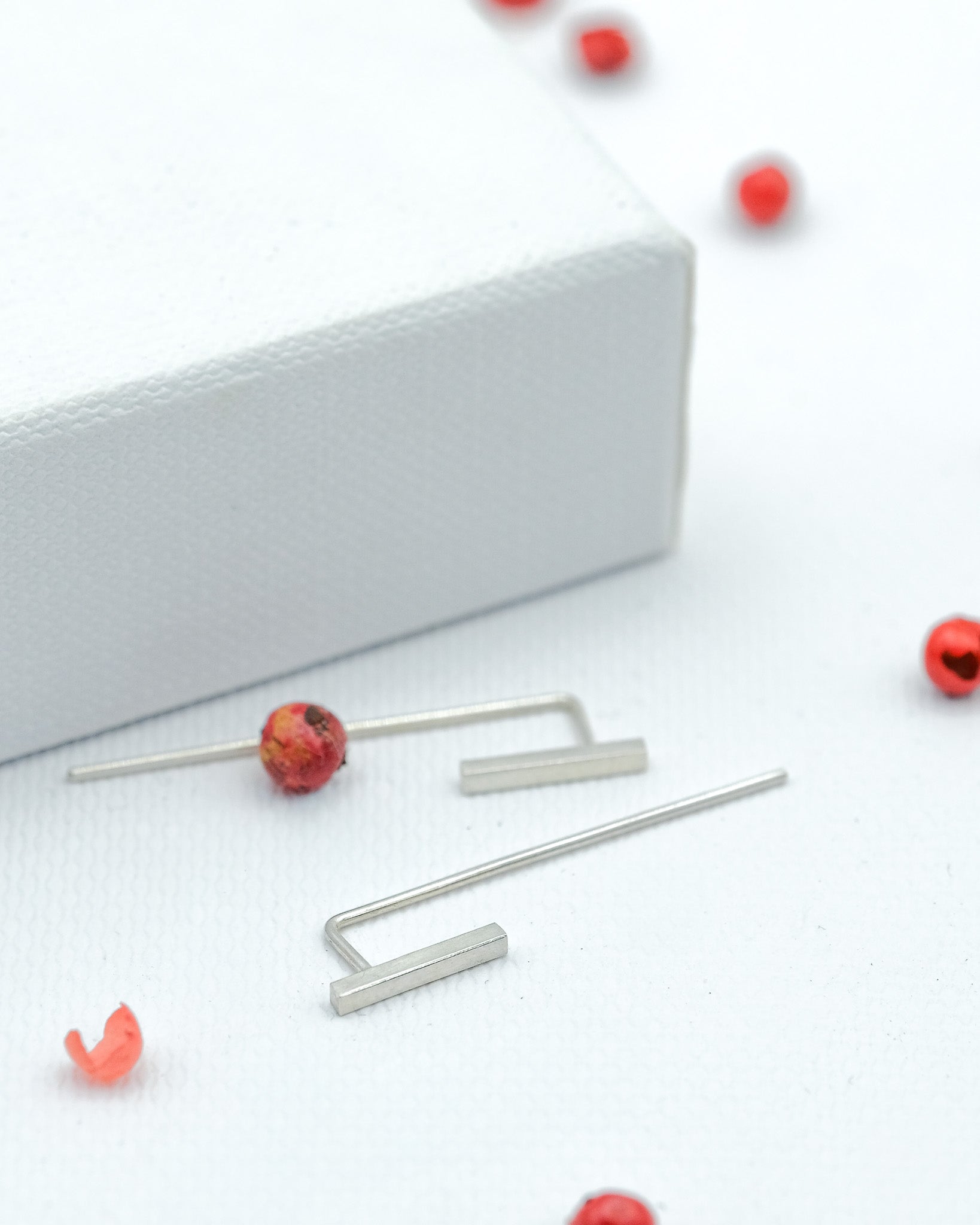 nausnice stribro obdelnik geometricke minimalisticke